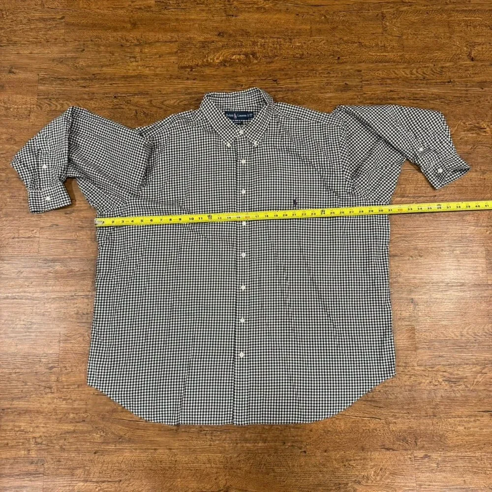 Vintage Polo‎ Ralph Lauren Black White Gingham Check Button Down Shirt Men's 3XB